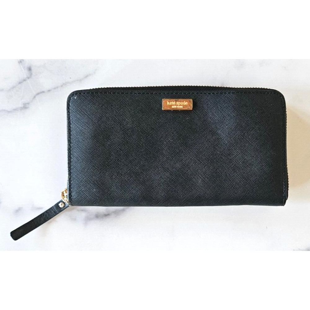 Kate Spade Women Neda Laurel Way Wallet Black Cow Leather Zip Around Card Holder